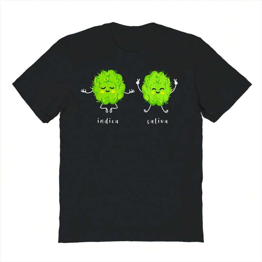 Nearly There Indica Sativa Graphic Cotton Unisex T-Shirt - màu đen - Xem 1