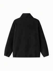 Balabala Unisex Young Girl Anti-Static Fleece Jacket, Parent-Child Outerwear For Spring & Autumn - Black - View 5