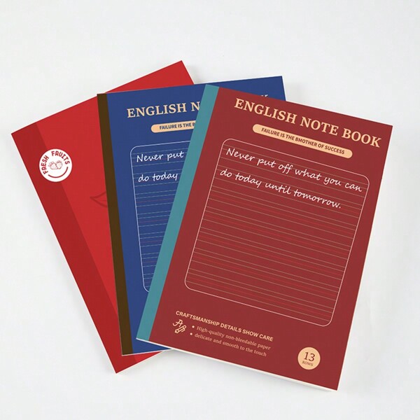 1 pezzo Libro di stenografia inglese formato B5, carta beige spessa da 60 fogli, con formato a quattro linee e tre quadrati, memorizzazione di parole, scrittura di composizioni in inglese, adatto per scuola, ufficio e stenografia