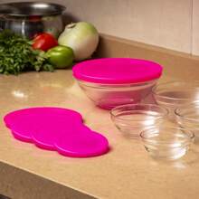 GLAZE Set Of 5 Glass Containers With Airtight Plastic Lids. (Blue, Purple, Red, Fuchsia) - Hot Pink - View 1