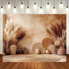 1pc Boho Style Photo Background Banner, Polyester Material, Multi-Size, Party Decoration Photo Background, Suitable For Home, Baptism And Party Decoration
