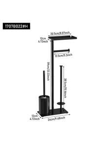 1 pieza Soporte de pie para cepillo de inodoro, Estantería de almacenamiento multifuncional para vehículo recreativo, Portarollos de papel higiénico vertical con estantería de almacenamiento, Estantería de almacenamiento de papel de cocina sin perforación para baño, Estantería de limpieza del piso desmontable con soporte para rollo de papel higiénico