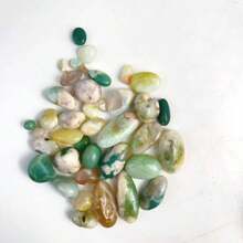 30G 50G 100G/包天然抛光水晶绿花玛瑙碎石樱花玛瑙碎片水晶工艺品鱼缸摆件家居装饰 - Green flower agate - 查看 7