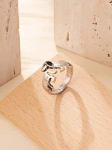 1 件时尚复古可爱小狗设计可调节戒指，百搭，适合女性