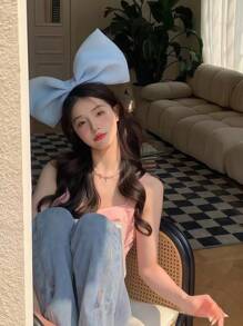 1 chiếc băng đô 3D kiểu Pháp màu trơn có nơ ở giữa, thanh lịch, dễ thương, phù hợp cho chụp ảnh, dạo phố, dự tiệc, hàng ngày, lãng mạn, ngọt ngào, cá tính, được làm từ sợi polyester (polyester) dành cho nữ, quà tặng, phụ kiện tóc, phụ kiện đội đầu. - Nhiều màu - Xem 3