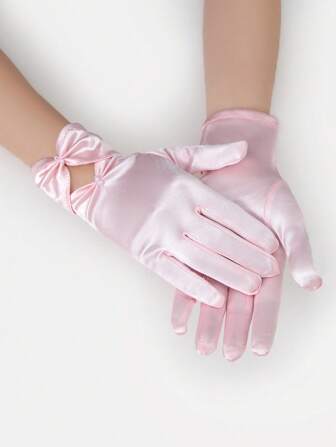 GARASSACC 1 par de guantes de boda con decoración de moño de satén, adecuados para el Día de San Valentín