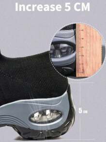 Zapatillas deportivas transpirables antideslizantes para mujer, suela de EVA, aptas para todas las estaciones, suela gruesa 5CM - Blanco y Negro - Ver 7