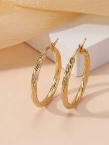 1 Pair Stainless Steel Twisted Hoop Earrings, Distinctive Elegant Design, Versatile For Daily Wear - Twisted Earrings - View 11