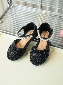 2025春季新款儿童水晶公主鞋，女童软底时尚礼服鞋 - 黑色 - 查看 3