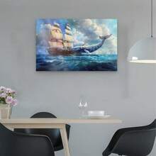 Framed American Whaling Ship With Sperm Whale  Print On Poster, Poster, Art Prints, Wall Art Decor, Print - Framed - View 5