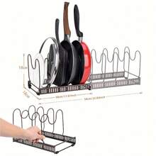 Expandable Kitchen Organizer - Multi-Layer Dish Rack With Utensil Holder, Metal Countertop Storage For Pots, Pans, Lids & Cutting Boards - Noir - Voir 5
