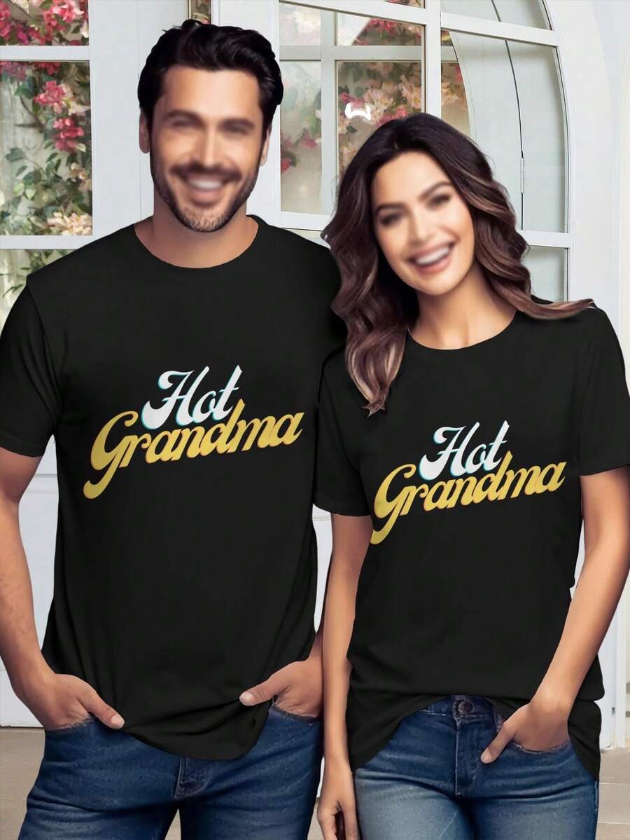 Hot Grandma Lovers T-Shirts Funny Women's Tees Cute Couple Shirts Grandma Gifts - Black - View 1