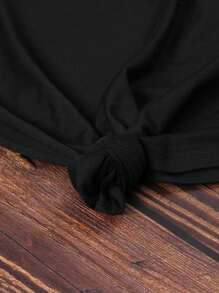 Women's Casual Short-Sleeved Round Neck Plus Size T-Shirt - 黑色 - 查看 5