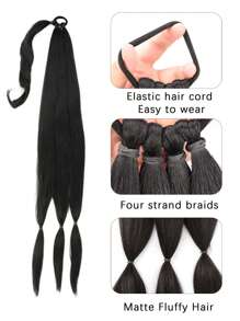 1 件长辫子马尾接发带头带直发接发马尾自然柔软合成假发女士日常佩戴 22 英寸 30 英寸 40 英寸日常颜色