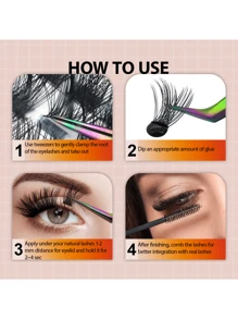 120 szt. C/D Curl Lash Clusters DIY Eyelash Extension 8-16mm Cluster Lashes Wispy Individual Lashes Naturalne przedłużanie rzęs Wodoodporne rzęsy z norek Nadające się do codziennego lub okazjonalnego noszenia - Czarne - Zobacz 5