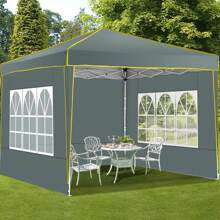 CAROMA 10x10 Pop Up Canopy Tent With 4 Removable Sidewalls, Tent For Parties Waterproof Wedding Event Canopy,Instant Outdoor Gazebos With Church Window,Carry Bag,4 Stakes,Ropes & Sandbags,For Backyard,Party,Camping,Markets - Grey - View 4