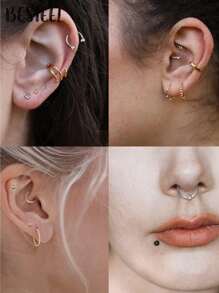 BESTEEL 1PC 16G Septum Clicker Inel din oțel inoxidabil 316L Septum Inel CZ Opal Cartilage Helix Tragus Hoop Cercei Daith Segment cu balamale Clicker Inel Zirconiu Inele pentru nas Cerc 10MM Bijuterii piercing nas