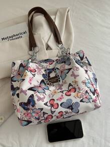 Stylish Striped Handbag - Women's Large Capacity Shoulder Bag - Zipper Tote Bag For Daily Use - Minimalist Chain Shoulder Tote Bag For Teen Girls, Women, College Students, Rookies & White-Collar Workers, Perfect For Office, Work, Business, Commute, Best Work Bag For Women, Back-To-School Season - Multicolor - View 7