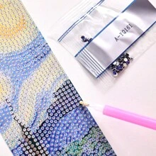 Juego de 4 piezas de pintura colgante en forma de marcapáginas de estilo de arte de diamantes DIY con borlas, decoración del hogar con estilo de pintura al óleo de Van Gogh, de vuelta a la escuela como regalo, decoración colgante de pared, manualidad de marcapáginas, artesanía de amantes de las piedras rhinestone y, suministros navideños, regalo de graduación y cumpleaños