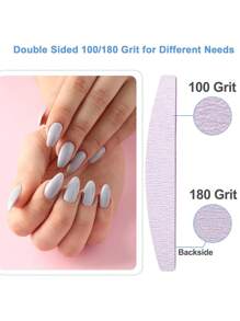 2 件装指甲锉和抛光器，100/180 粒度，砂纸，高柔韧性，无香味美甲工具，适用于修指甲和修脚