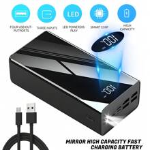 50000mAh Large Capacity Power Bank, Portable Charger, 22.5W Fast Charging Battery Pack Compatible With IPhone 16 15 14 13 & Android Phone Etc, Equipped With Lighting/LED Power Display, 4 USB Ports, Outdoor Emergency Battery Pack, New Year Gift
