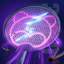 OBOVAY 家用蚊蝇拍，可折叠电蚊拍，可充电驱虫灯，多功能灭蝇拍，二合一蚊蝇拍，紫外线吸引/可折叠设计/可悬挂或立放/符合国家安全标准/阻燃材料/1200mAh容量/Type-C充电，用于消灭家中蚊子、苍蝇和其他害虫，解决您的蚊蝇困扰。 - 彩色 - 查看 1