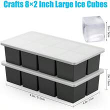 Large Ice Cube Trays For Whiskey: FDDAI Big Silicone Ice Cube Trays - 2Inch Square Ice Cubed Tray For Bourbon Whisky And Cocktail - 2Pack Giant Silicon Ice Cube Tray Halloween Christmas New Year - Black - View 2