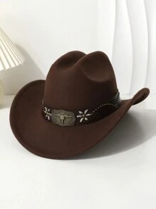1pc Women's Western Cowboy Hat With Cow Headband, Exquisite Workmanship, Outdoor Riding, Hiking, Driving, Party, Cowboy Accessories - Multicolor - View 2