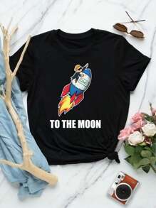 Valentine's Day WallStreetBets T-Shirt - To The Moon! - Reddit WSB Stock Market Tee For Women - 黑色 - 查看 1