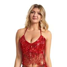Sparkly Sleeveless Crop Top For Halloween, Belly Dance, Stage Performance, Party - Multicolor - View 11