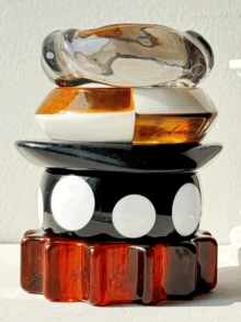 1件加厚超大树脂手链，优雅撞色波点设计，适合杂志拍摄配饰 - 彩色 - 查看 4