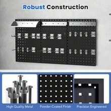 Wall-Mounted Pegboard Kit Tool Board Organizing Kit - 黑色 - 查看 6