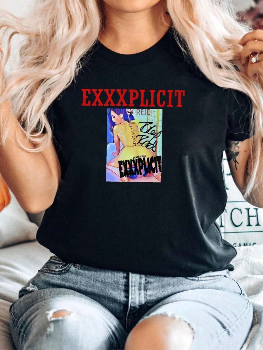 100% Cotton Hot Riley Reid Shirt New Popular Men S-4XL Tee A501 Fashion Graphic Casual Comfortable Stylish Homme Versatile Unisex Breathable Streetwear Top For Everyday Wear Stretched Slightly Designer Clothes Summer Soft Print Round Neck Short Sleeve For Women - Black - View 1