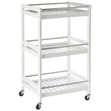 HOMCOM HOMCOM 3-Tier Home Trolley Kitchen Storage Cart W/ Steel Bars 4 Universal Wheels Rolling Unit Organiser Living Room White