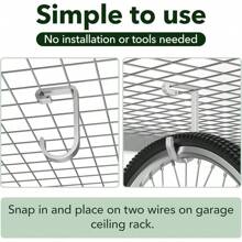 Thickened Hooks Overhead Storage Racks,Garage Hooks Ceiling,Add-On Storage Hook Garage Ceiling Rack Wall Shelving,Heavy Duty Hanging Bike Hooks, Bike Hangers Hooks 4 Pack, White - Silver - View 3
