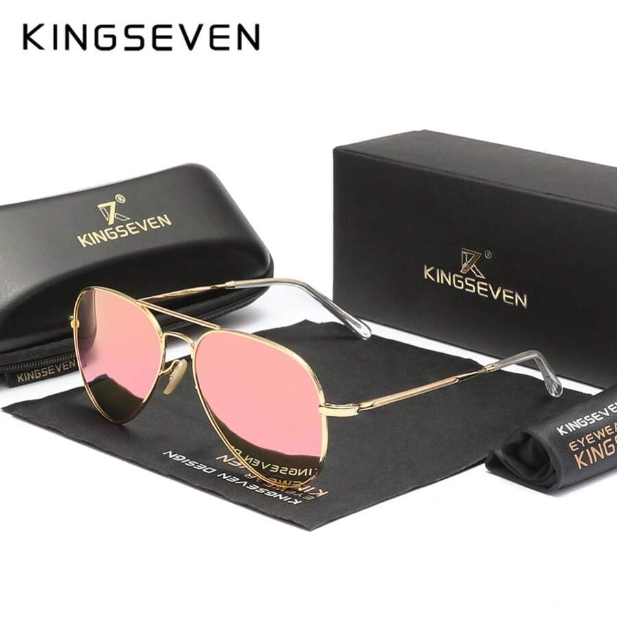 KINGSEVEN Brand Men's Polarized Sunglasses UV400 Mirrored Sunglasses, Unisex Fishing Sunglasses, Driving Glasses - Pink - View 1