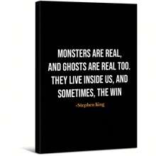 Stephen King On Monsters Large Wooden Framed Wall Art Home Decor Canvas Painting- For Bedroom, Bathroom, Living Room, Office, Kitchen, Holiday Gift- 1pc
