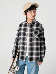 Balabala 兒童格子鈕釦襯衫，多功能春季風格