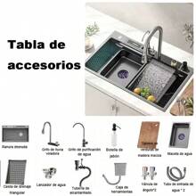 Fregadero De Cocina De Acero Inoxidable Con Accesorios 80x45 - Negro - Ver 9