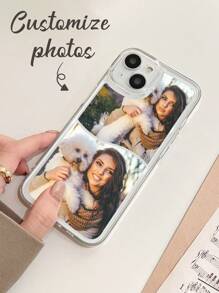 1 pieza Funda de teléfono personalizada para iPhone 11 12 13 14 15 16 Pro Max con collage de fotos DIY personalizadas, transparente, a prueba de choques y de cobertura completa.