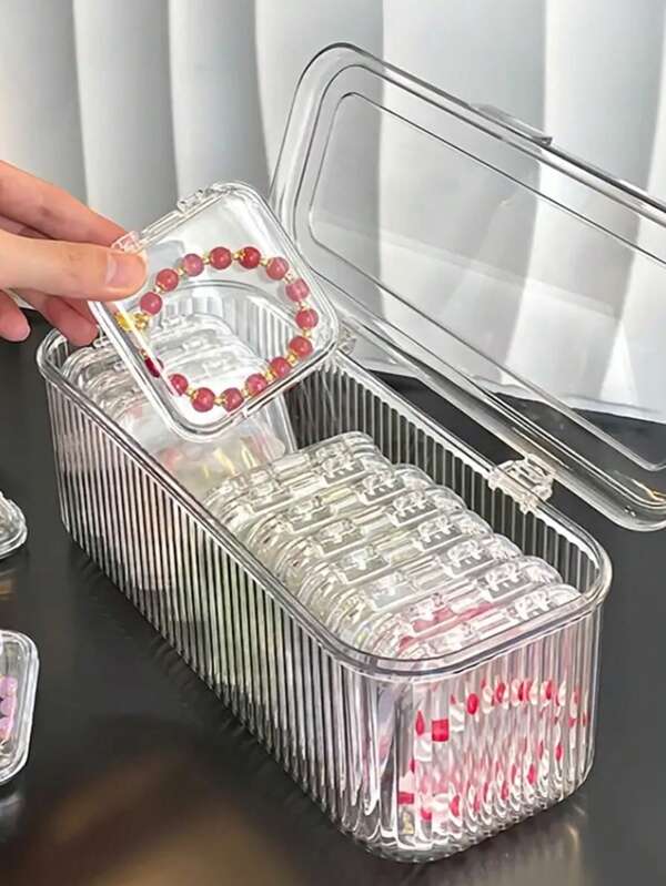 1pc Transparent Acrylic Crystal Bracelet Necklace Jewelry Box, Portable Anti-Oxidation Bangle Display Case