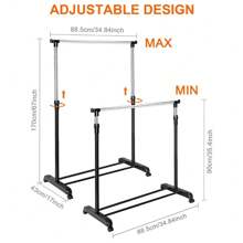 Hanging Rails For Clothes Adjustable Clothes Rail With Wheels (88-150) X 42 X (80-157) Cm Small Clothing Rails Tidy Clothes Rack Narrow Garment Coat Rack Stand Metal For Bedroom BlackHanger Stackers Back To School Travel Essentials Room Decor,Home Decor,Bedroom Decor Storage Organization And Storage Puppy Keep Dress Shorts Phone Case Bikini Summer Dresses For Women Skirt Summer Dress Dresses Nails Jeans Tops White Dress Dresses For Women - Black - View 5
