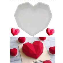 2Pcs 3D Diamond Heart Shape Mold Silicone Chocolate Cookie Muffin Baking Tool Party Dessert Reusable Kitchen Bakeware - Multicolor - View 10