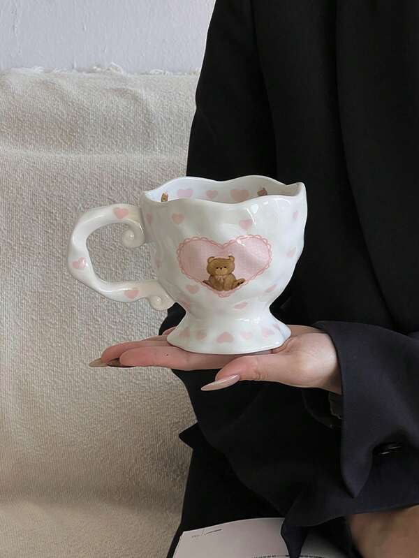 400ml Cute Handpainted Ceramic Mug - Perfect Valentine's Day Gift For Girlfriend, Ideal Choice For Back To School Season