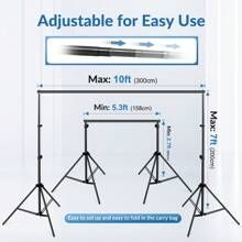 Backdrop Support Stand Kit 10x7ft(WxH) Adjustable Photography Studio Photo Background Support System With 4 Crossbars, 8 Backdrop Clamps, 2 Sandbags And Carrying Bag For Parties Events Decoration - Màu đen với hai bao cát - Xem 9