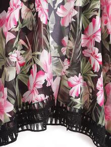 Plus Size Floral Print Side Split Open Front Cover Up Kimono, For Summer Beach Vacation - Multicolor - View 6