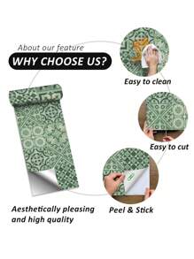 SUPSTICKER 1 Roll Moroccan Style Peel And Stick Wallpaper, Water/Oil Resistant, Heat Resistant, Removable Decal Sticker For Kitchen, Living Room, Bedroom, Bathroom Remodel Gifts Birthday Graduation Wall Paper Wall Stickers Room Decor Wall Decor Wall Sticker Kitchen Decor - Multicolor - View 10