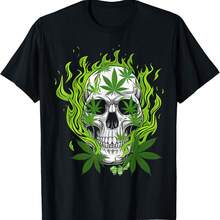 Skull Of Fire C Annabis Funny C Annabis Skull T-Shirt - Black - View 1