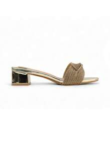 Elegant Sandals With Sparkling Fabric And A Bow Detail Stylish Sandals Summer Sandals For Women - Gold - View 2