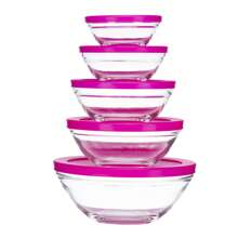 GLAZE Set Of 5 Glass Containers With Airtight Plastic Lids. (Blue, Purple, Red, Fuchsia) - Hot Pink - View 3
